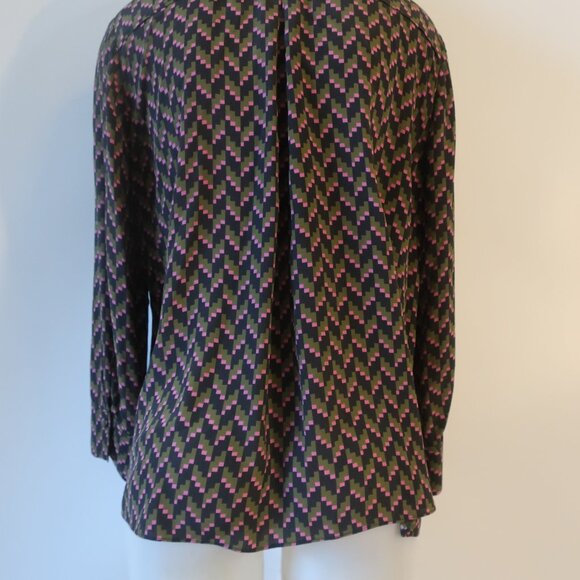 Womens Dorothee Schumacher Black, Green, Pink Design Button Down Blouse 4 - Picture 4 of 7